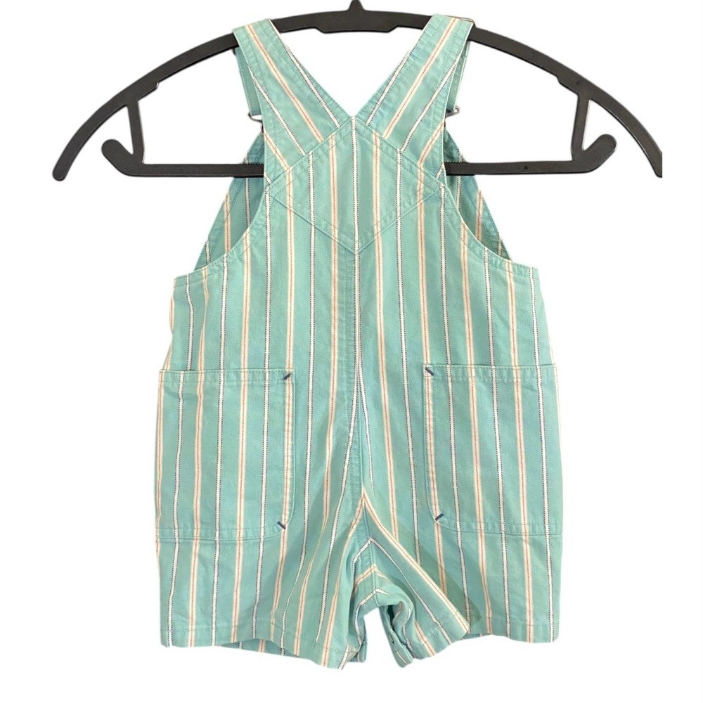 Janie and Jack Cotton Striped Shortalls Overalls Size 6-12 Months - Picture 2 of 8
